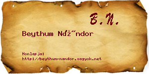 Beythum Nándor névjegykártya